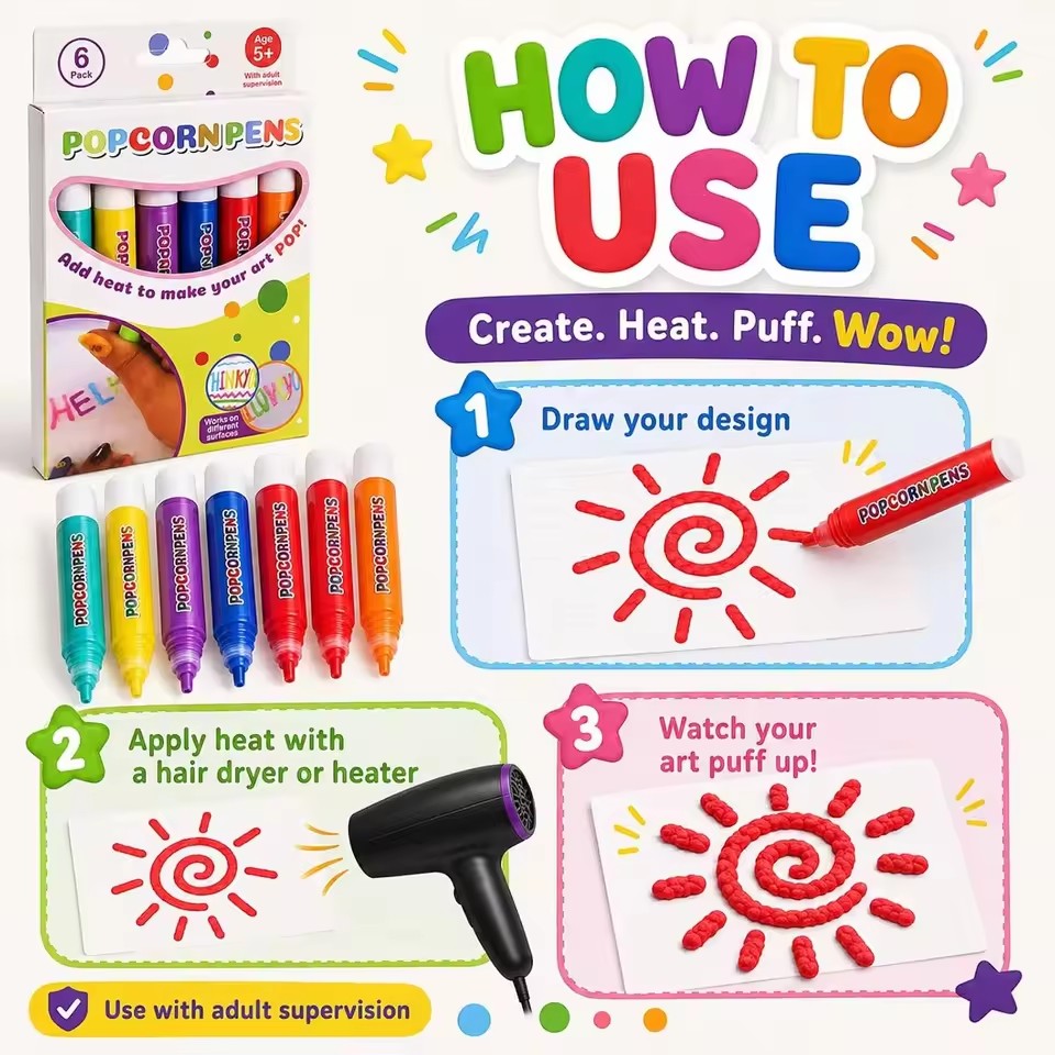 Puffy Popcorn Kalem Seti, Günl - Art Craft Journals incelemesi ve fiyatı